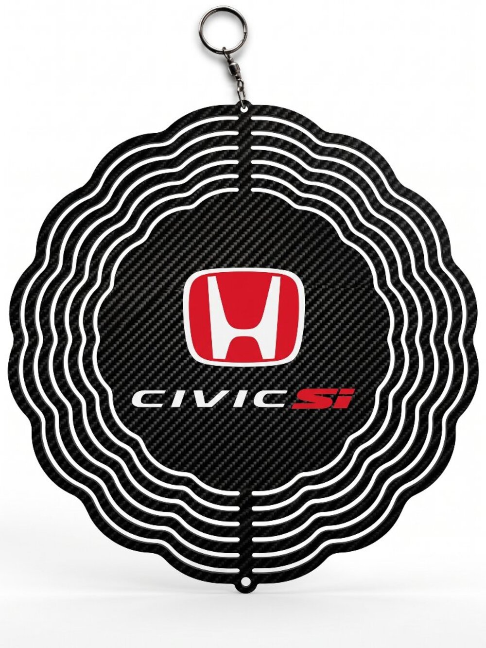 10" Honda Civic Si Kinetic Wind Spinner - Carbon Fiber Metal Hanging Yard Decor